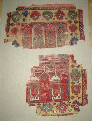 ANATOLIAN  KONYA  fragment, circa 1800. mounted and conserved 
CM 1,50 X 1.06                   