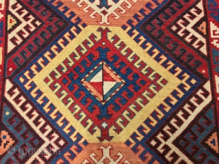 antique caucasian kazak genje 2.26 x 1,30 1880 circa                        