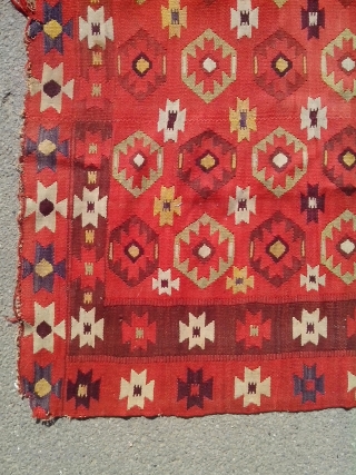 Antique mid 19th century Macedonian Sarkoy kilim.                          