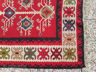 Antique sarkoy Pirot kilim with nice three of life design.
prayer size: about 150 x 100 cm
Perfect condition, finest weaving              