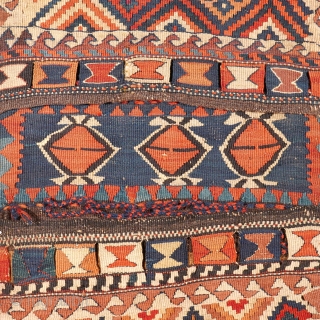 This is one of more than two dozens special summer offers: # 1113 Outstanding Shahsavan Chanteh Khorjin, 33/85 cm, Northwest Persia, 2nd half 19th century, very fine work, great natural dyes, beautiful  ...