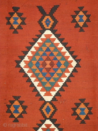 # 799 Classical Shahsavan kilim with the traditional long format, 145/402 cm, Northwest Persia, early 20th century, very good condition and natural colors, wonderful madder red in the field, calm and ruminant  ...