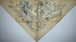 ‘Angels’ drawing for uchishiki, Japan, Meiji (circa 1880), 90x47cm.
This item closely relates to the object next to it on this RR page. As already said, to  properly embroider custom-made auspicious designs  ...