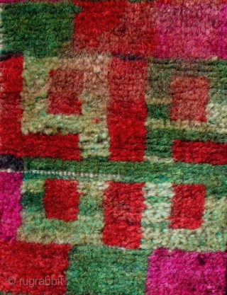 Mat, Tibet, early 20th century, cm 70x55. Tibetan rugs in so-called ‘tsuk-truk’ technique (woven in narrow stripes - then joined - on small back strap looms) are probably the survivors of a  ...