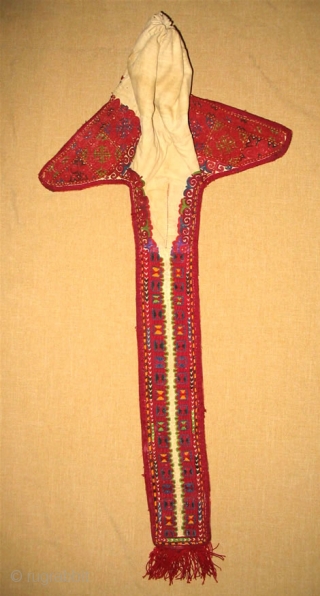 Beautiful, rare Kirghiz nomad head dress decoration in great condition, late 19th, saturated colour combination and fine embroidery.
               