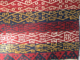 Antique Uzbek flatweave Jajim / Kilim / Ghudjeri. Size is 160 x 150cm / 5'4" x 5'. In good condition. Great, all natural colors,         