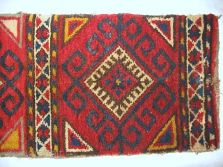 Antique Kirghiz pillow rug bag, nice color, in very good condition, full pile. Size is 3' - 10", 90 - 25 cm.           