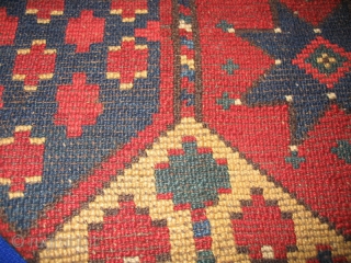 Antique Uzbek napramach, Central Asia, late 19h, nice natural colors, in very good condition, low pile. Size is 66-40 см, 2'3" - 1'4".          