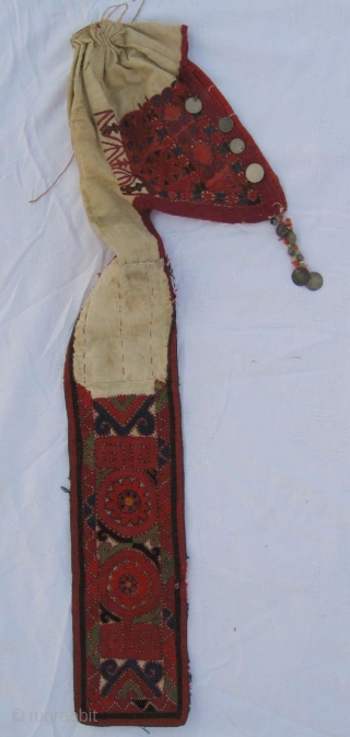 rare Kirghiz nomad headdress in great condition, late 19th, saturated colour combination and fine embroidery.                  