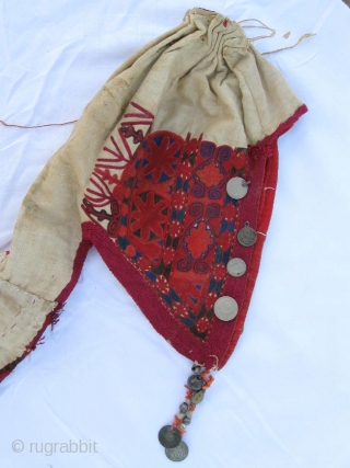 rare Kirghiz nomad headdress in great condition, late 19th, saturated colour combination and fine embroidery.                  