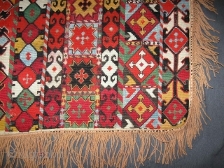 19th Century antique Uzbek nomads Lakai piece in excellent condition, very fine cross stiched silk embroidery, size is about 56/51cm without fringes, 23" x 20"        