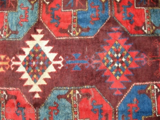  Antique Uzbek Karakalpak rug, Central Asia, circa 1920, nice colors. In very good condition, full pile, have some damaged places, see photos.  Size is 350 - 175 см, 12' x  ...