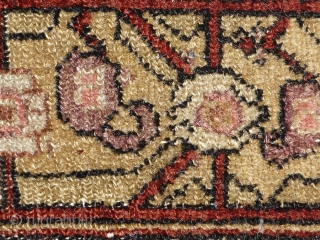 Antique 19th century Senneh / Senna Persian rug. Beautiful soft colors including a pistachio green and pale yellow, which are typical from this time period. Border has a muted yellow background with  ...