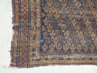 Antique early Dokter-e-Qazi / Dokhtar-i-Gazi (Many spellings seem to exist.) prayer rug. Early example with small amount of white and yellow accents. Probably not a rug for the floor, but to hang.  ...