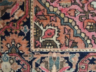 Rare Sarouk Fereghan Bagface Late 19th century – early 20th century

In very good condition with minimal loss on ends of small minor border. Ends secured and reinforced with a supplemental weft. Recently  ...
