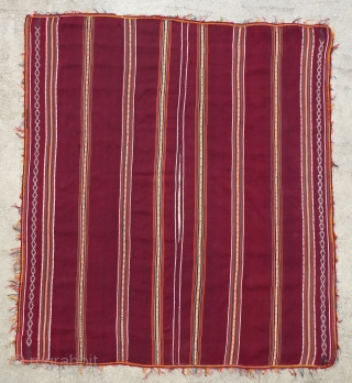 Antique Calcha poncho from Bolivia. Late 19th century or very early 20th century. Very finely woven. All wool. Beautiful colors, which are probably natural. 

Good condition for age with some small holes  ...