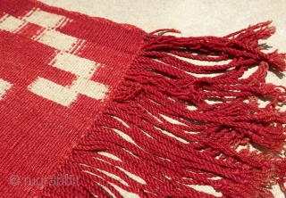 Antique Mapuche chief's ikat poncho, Chile. Unusual small size, which may be for someone of small stature or for some special reason? Very early 20th century; possibly late 19th century. Finely woven.  ...