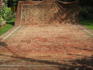 Late 19th c Agra Carpet,large sized carpet, Hand woven
ssize : 27' x 17' 
mina Khani design, some restoration done at few places.
good pile, no worn areas or tinted areas.
wool pile on cotton  ...