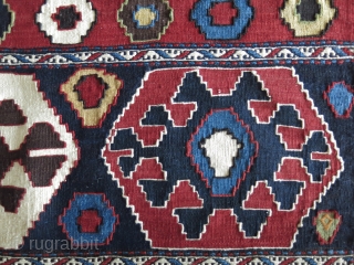 CAUCASUS Kilim bedding bag side panel. Saturated natural colors. Circa 1900s size : 42" X 21" - 107 cm X 54 cm           