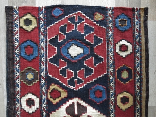 CAUCASUS Kilim bedding bag side panel. Saturated natural colors. Circa 1900s size : 42" X 21" - 107 cm X 54 cm           