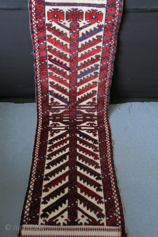 Turkmen Yomud tent bend fragment, cotton wefted, missing from one end. Total 6 meters - 20 feet long pile part. End skirts are 21" - 54 cm long / 20" - 50  ...