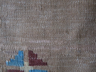 Qashkai mini ceremonial kilim. Minor wears and old repairs as seenon close up image. Circa 1900 or earlier - size: 31" X 18" -- 79 cm X 46 cm    