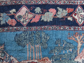 Bijar Kurdish Garden Carpet, depiction of nature.. very good pile and great natural colors.. One a of a kind, survived to present time. size 75" X 53" - 190 cm X 135  ...