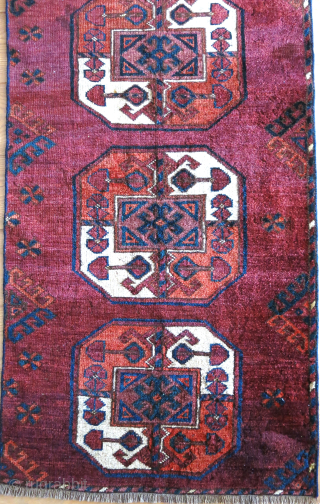 Amudarya Lebap Turkmen fragment rug. 73" X 26" -185 cm X 67 cm Sides secured by wrapping. vedatkaradag@gmail.com               