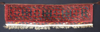 Afghnaistan middle Amu Darya Turkmen pile garmesh, full pile with flatweave end. Circa 1900, size : 39" X 10 " - 100 cm X 26 cm  vedatkaradag@gmail.com     
