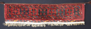 Afghnaistan middle Amu Darya Turkmen pile garmesh, full pile with flatweave end. Circa 1900, size : 39" X 10 " - 100 cm X 26 cm  vedatkaradag@gmail.com     