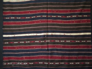 Anatolia Balikesir Turkmen very finely woven stripe kilim. All wool. Almost all natural colors besides a lighter red. Circa 1920s size : 90" X 61" - 228 cm X 155 cm  