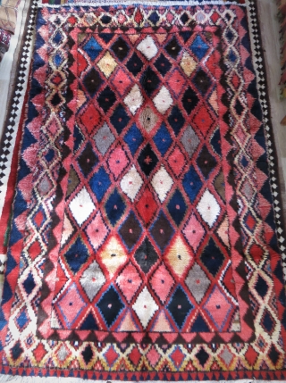 Baktiari Gabbeh rug with mostly natural colors. Amazing wool and pile.. Great condition. Circa 1900 -1920s Size : 95 " X 60 " - 240 cm X 152 cm vedatkaradag@gmail.com   