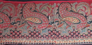 India Very fine early block print fragment few pieces joined on thin felted panel, mid 19th or earlier Size: 80" X 9"  - 203 cm X 23 cm    