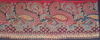 India Very fine early block print fragment few pieces joined on thin felted panel, mid 19th or earlier Size: 80" X 9"  - 203 cm X 23 cm    