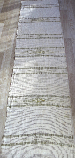 Syria Hama cotton and metallic woven kilim. Circa 1940-50s or earlier. Size 94" X 25" 
240 cm X 65 cm vedatkaradag@gmail.com            