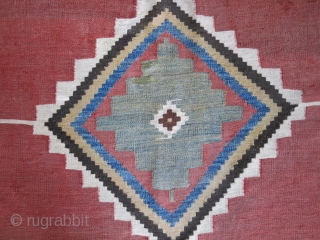 Qashkai tribal all wool kilim, natural colors, some small area wears but still in strong condition and small area old repairs.  Circa mid- 19th cent, size : 107" X 65" -  ...