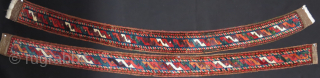 Afghanistan Baluch pile tent bands, saturated natural colors and fine shiny Baluch wool. Circa : 1900 - 1920s size : Each 69" X 5" - 175 cm X 12.5 cm   