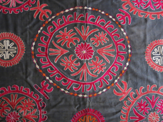 Kirgiz Bokhcha silk embroidery on cotton. miner wears form being used. black cotton lining. size 105 cm X 120 cm contact vedatkaradag@gmail.com           