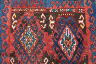 Ceentral Asia Middle Amu Darya Julkur - so called bear skin- 4 panel woven pile ethnic floor spread. circa 1900 wears can be seen - few small areas restored professionally. Size :  ...