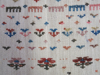 Mogan Shahsavan bedding pile cover fragment panel. 74" X 11 " 190xm X 28 cm extra eft weave over warpfaced woven panel. Natural colors Circa 1900s or earlier. vedatKaradag@gmail.com    