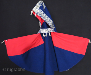Balkan Possibly Greek or Macedonia Child cape silver metallic emrboidery on wool broadcloth.
Size: 32" X 25" - 82cm X 66 cm Circa ; 1930-40s. vedatkaradag@gmail.com  
      
