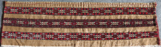 Turkmen Goklan torba camel hair kilim parts with cotton warps. Good pile not used a lot. Circa 1920-1930 Size : 39" X 12" -- 99 cm X 30 cm    