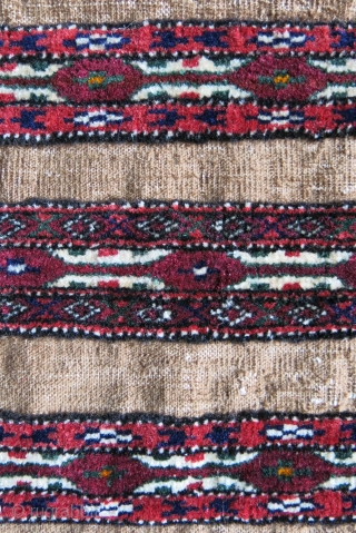 Turkmen Goklan torba camel hair kilim parts with cotton warps. Good pile not used a lot. Circa 1920-1930 Size : 39" X 12" -- 99 cm X 30 cm    