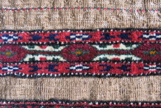 Turkmen Goklan torba camel hair kilim parts with cotton warps. Good pile not used a lot. Circa 1920-1930 Size : 39" X 12" -- 99 cm X 30 cm    