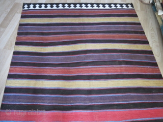 Shahsavan main field kilim - finely wool woven on cotton with saturated natural colors. Circa 1900 or earlier. size : 112" X 60" --  285 cm X 152 cm   