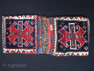 Luri Qashkai mini Gabbeh double bag, great condition, wool, colors.. size 26" X12 " - 66 cm X 31 cm.             