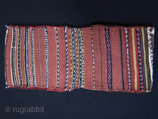 Luri Qashkai mini Gabbeh double bag, great condition, wool, colors.. size 26" X12 " - 66 cm X 31 cm.             