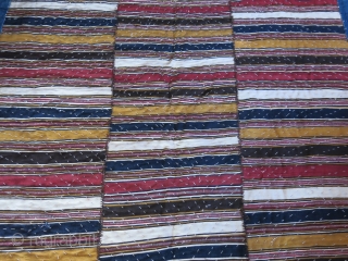 Shahsavan tribal blanket with mazenderan kilim top and indigo dyed cotton under cover. Great condition, just washed and cleaned professionally. Size: 84" X 66" - 215 cm X 168 cm   