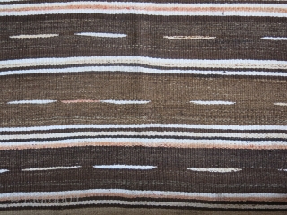 Eastern Turkey Kurdish kilim, It is woven very strongly with camel hair, goat hair, wool and very small cotton, close up image shows black goat hair being used on surface weaving in  ...