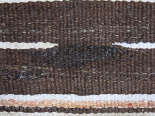 Eastern Turkey Kurdish kilim, It is woven very strongly with camel hair, goat hair, wool and very small cotton, close up image shows black goat hair being used on surface weaving in  ...